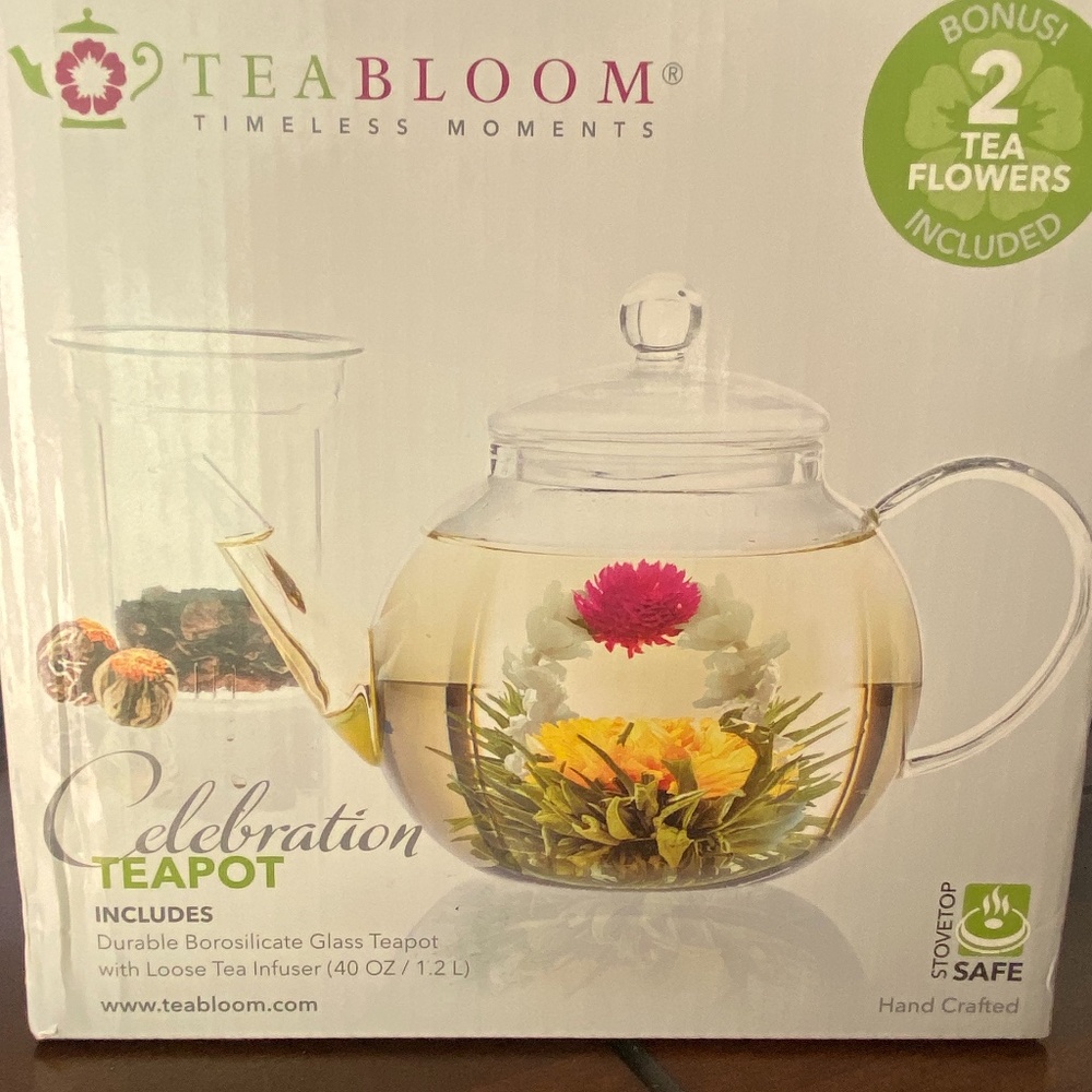 CELEBRATION GLASS TEAPOT WITH LOOSE TEA GLASS INFUSER